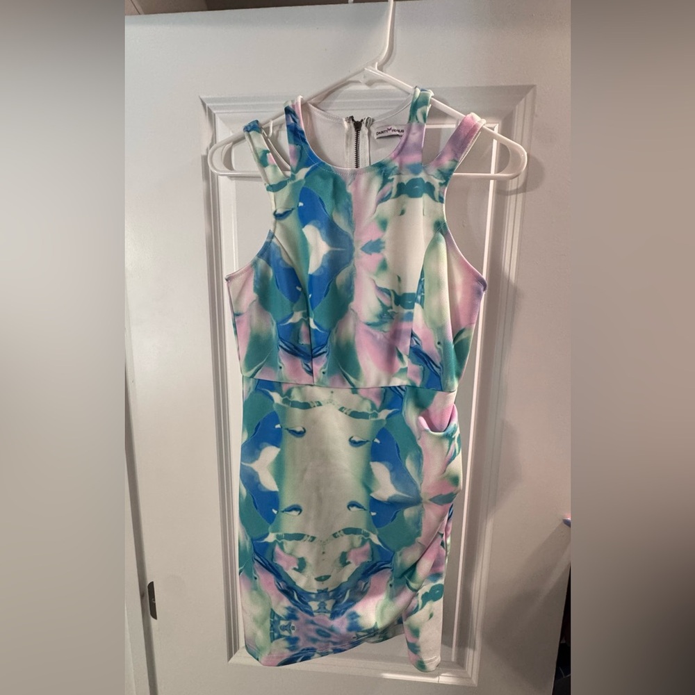 Dainty hooligan Floral Watercolor Dress in Pastel Blue & Pink